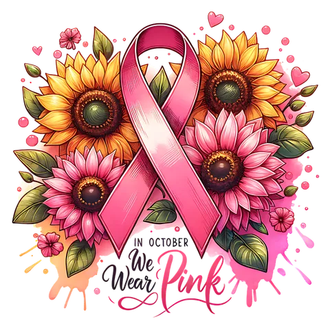 IN OCTOBER WE WEAR PINK SUNFLOWERS PNG
