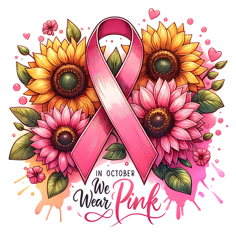 IN OCTOBER WE WEAR PINK SUNFLOWERS PNG